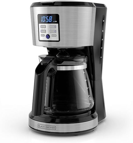 BLACK+DECKER 12-Cup Programmable Coffee Maker, Stainless,Silver