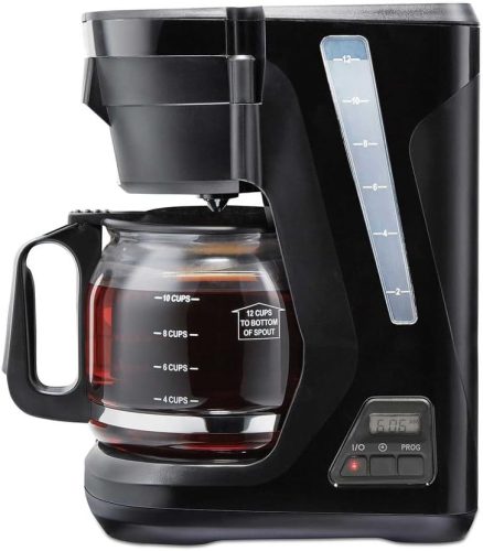 Proctor Silex FrontFill Drip Coffee Maker, Digital & Programmable, 12 Cup Glass Carafe, Black and Silver (43685PS)