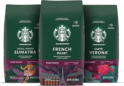 Starbucks Dark Roast Ground Coffee—Variety Pack—3 bags (12 oz each)